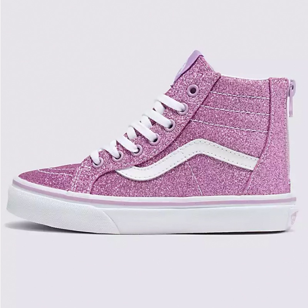 Vans Kids Sk8-Hi Zip Glitter Shoes High Tops Sneakers - Picture 3 of 7